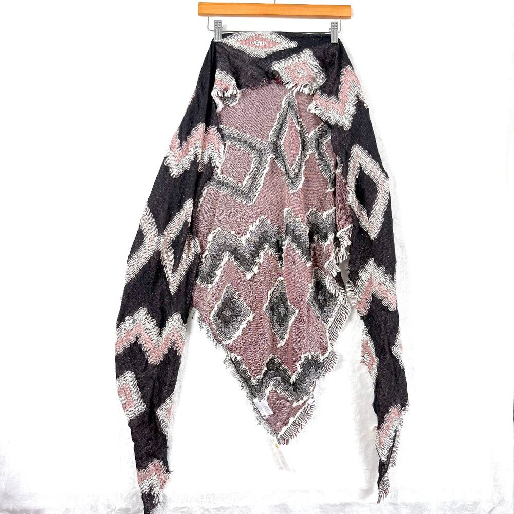 Landry Gauzy Embroidered Triangle Scarf Shawl Womens Multicolor NEW